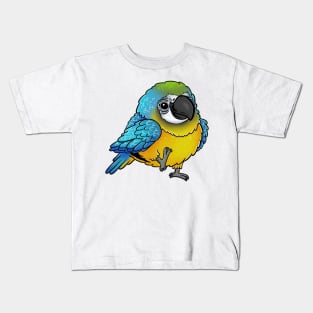 Cute Walking Blue and Yellow Macaw - Parrot Bird Birb - Chibi Kawaii Anime Kids T-Shirt